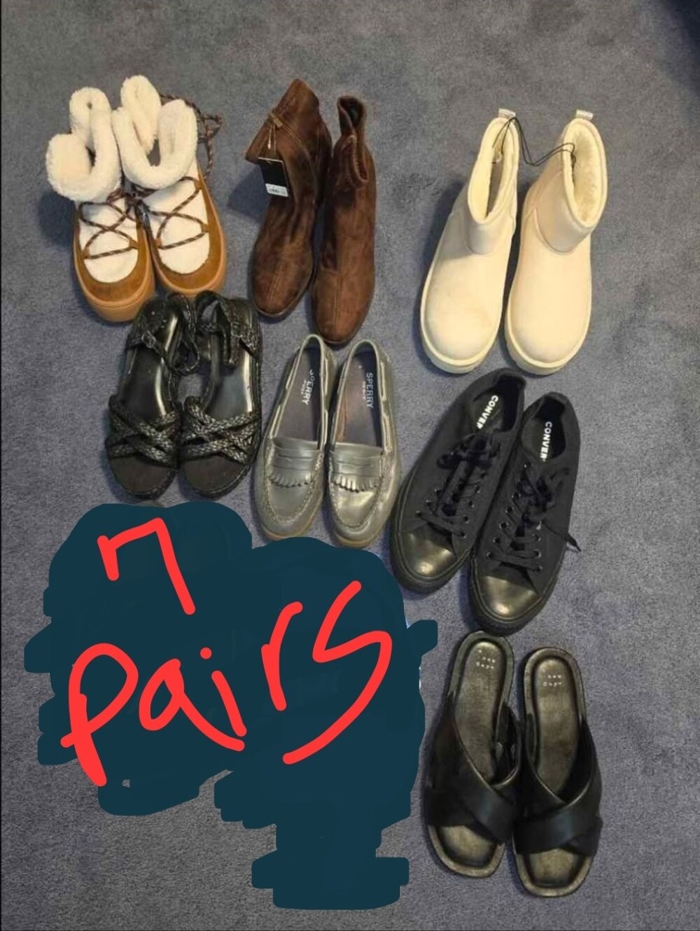 7 Pairs mixed sizes footwear bundle mixed size/conditions